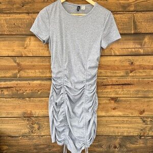 H&M Gray Ruched Mini Dress